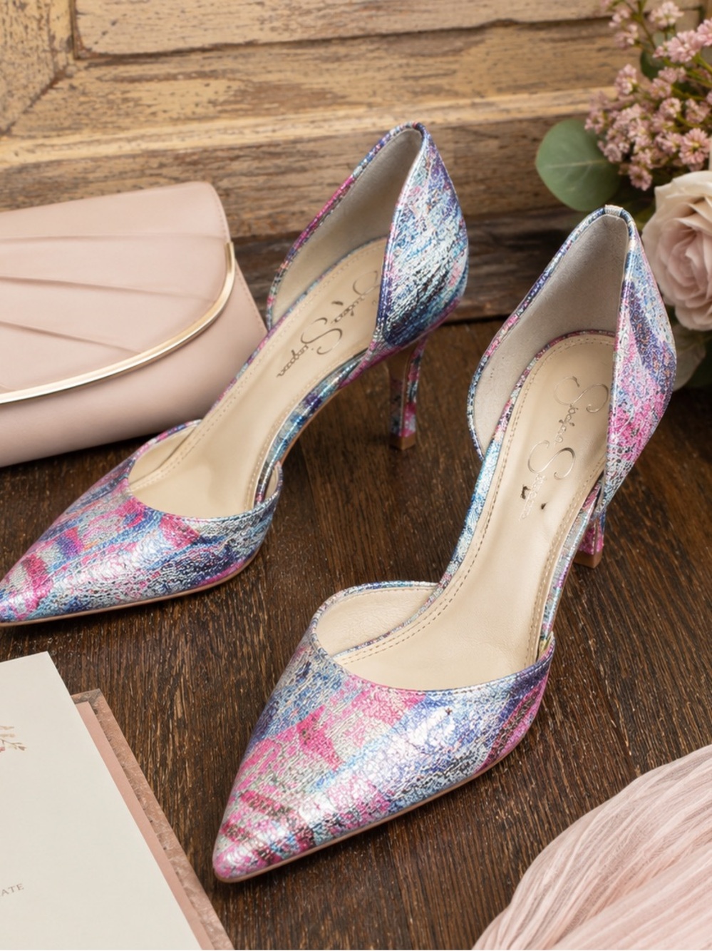 Jessica Simpson Watercolor D’Orsay Pumps | Floral Heels | Size 8 NWOB